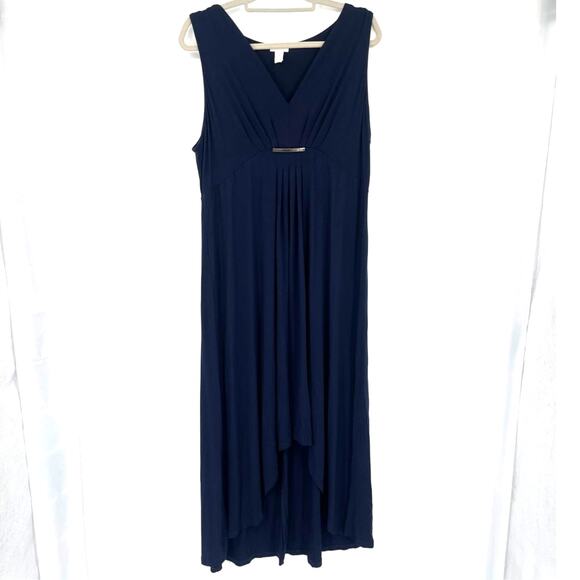 Vtg 90s Chico's Babydoll Maxi Dress Sz 16 Chicos 3 Asymmetrical Coastal Minimal - Picture 2 of 13